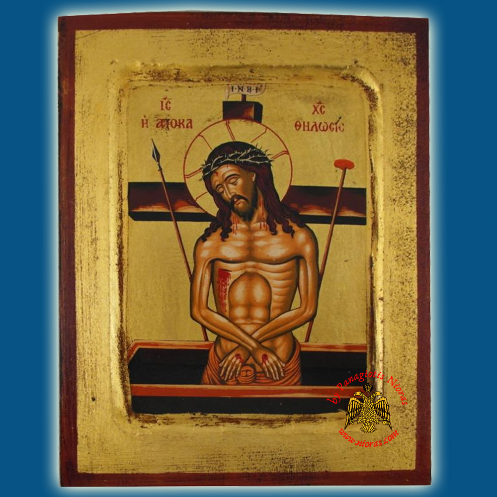 Christ The Deposition Byzantine Wooden Icon on Canvas